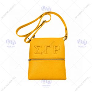 Bolso Bandolera Personalizado al por Mayor de Cuero Sintético Grabado Sigma Gamma Rho con Cierre de Cremallera, Ligero y de Gran Capacidad - Product Image 1