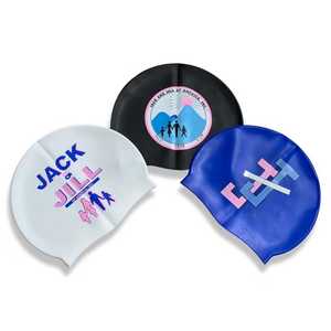 Bonnet de bain bleu Jack and Jill en silicone, imperméable, extensible, confortable, unisexe, pour l'entraînement en piscine - Product Image 6
