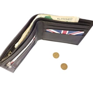 Echtes Leder Traditionelle Bifold-Geldbörse Schlichtes Äußeres Elegante Kartenfächer Netzfenster Innen Reißverschluss-Münzfächer Tasche - Product Image 3