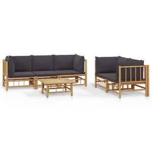 Conjunto de Muebles de Jardín de Bambú Gris Oscuro con Tela de Poliéster para Espacios Exteriores - Product Image 2
