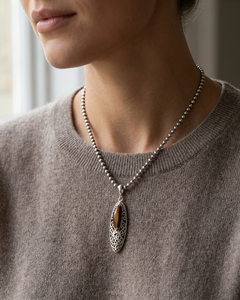 Colgante marquise de plata de ley 925 con piedra preciosa grande de ojo de tigre hecha a mano, 3.7 gramos, joyería de piedras preciosas naturales para venta al por mayor - Product Image 2