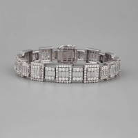 Bracelet en perles d'eau douce de qualité VVS1 géométriques, chaîne en alliage plaqué argent, bijoux vintage pour femmes et hommes, cadeau