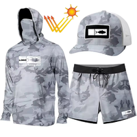 Conjunto Personalizado de Ropa de Pesca Camuflada 3 Piezas, Protección UV UPF 50+, Secado Rápido, Sudadera de Pesca con Capucha y Mascarilla, Camisa de Pesca de Manga Larga