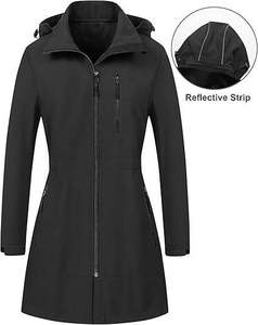 Women's Waterproof Softshell Jacket Windproof Hooded <b>Raincoat</b> Slim Fit Breathable Outdoor Trench Coat Casual Hiking Windbreaker - Product Image 1