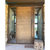 Porte d'entrée extérieure en bois massif, surface finie, étanche, sécurisée, design moderne pour villa, personnalisable, entrée principale CE/ISO