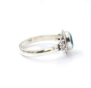 Anillo de Topacio Azul Ovalado de Plata 925 de Diseño Moderno, Joyería Pulida de Alta Calidad, Regalo de Aniversario para Mujer - Product Image 4