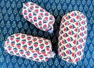 Block Printed Toiletry Bag: Large Waterproof Travel Cosmetic Bag Floral Print Toiletry Travel Pouches Boho <b>Shaving</b> <b>Kit</b> - Product Image 3