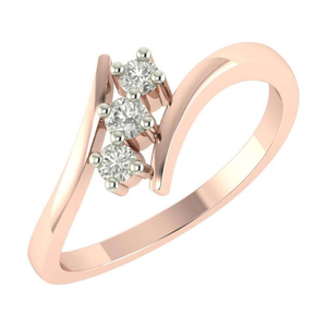 Bague en or rose sertie de trois diamants |   Bague en or rose 14 carats pour femme, cadeau d'anniversaire |   Cadeau de bijoux de luxe pour un anniversaire de créateur - Product Image 4
