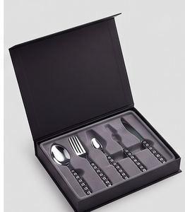 Ensemble de couverts modernes en acier inoxydable, 4 pièces, avec manches à motifs, compatibles lave-vaisselle, pour la restauration et l'usage domestique - Product Image 6