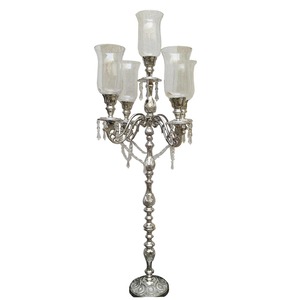 Candelabro de Cristal de 5 Brazos de Alta Calidad para Decoración de Bodas, Plateado Brillante, Lujoso y Hecho a Mano, Portavelas para Velas de Té - Product Image 4