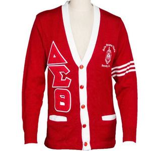 V-neck Knitted <b>Cardigan</b> Women's Preppy Style Long Sleeve Alpha Embroidered Sweater Contrast Color Full Sleeve Regular Length - Product Image 1