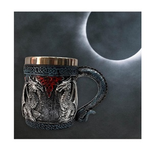 แก้วดื่มน้ำผนังสองชั้นหมวกกันน็อคแบบกอธิคทำจากสแตนเลสแท้แก้วเบียร์อัศวินราชามังกรหมาป่าถ้วยสำหรับบ้านและโรงแรม - Product Image 2