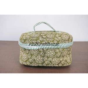 กระเป๋าเครื่องสำอางแบบพกพา ชุดอุปกรณ์แต่งหน้าทำมือลายทาง ผ้าฝ้ายแท้รักษ์โลก สินค้ามาใหม่ ขายส่ง - Product Image 5