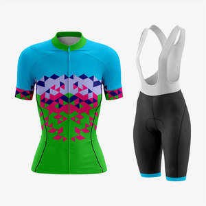 ชุดจักรยานสำหรับผู้หญิงแบบขายส่ง สวมใส่สบาย พิมพ์ลายแบบ Sublimation ชุดยูนิฟอร์ม MTB ออกแบบเองได้ ระบายอากาศได้ดี - Product Image 1