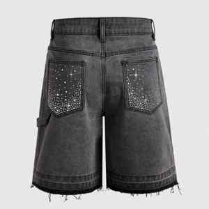 Shorts en jean vintage coupe ample taille mi-haute, design original américain personnalisé, été OEM/ODM - Product Image 4