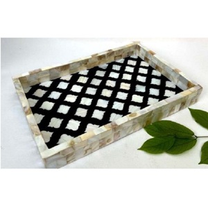 Bandeja de Servir de Hueso y Resina de Primera Calidad, Elegante Incrustación de Madreperla, Estilo Moderno y Lujoso, Vajilla de Cocina Perfecta - Product Image 1