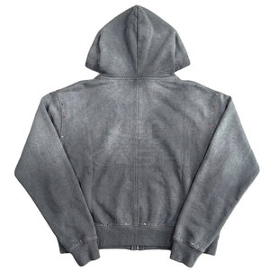 Sweat à capuche décontracté en molleton 100 % coton avec strass, écologique, idéal pour un style quotidien et la mode urbaine - Product Image 3