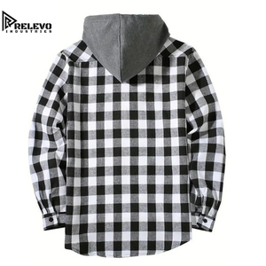 Premium Unisex Cotton Flannel Hoodie, <b>Men</b>’s Autumn Plaid Long Sleeve Hooded Flannel for <b>Men</b>. Cotton Plaid Button Down Style - Product Image 2