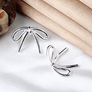Wholesale Solid 925 <b>Sterling</b> <b>Silver</b> Polished Ribbon Bow <b>Stud</b> <b>Earrings</b> Memoria Jewels - Product Image 2