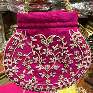 Handicrafts Jewellery Designer Potli Storage <b>Bag</b> Vintage Adjustable Flexible Portable for Wedding Parties Gifting Drawer <b>Bags</b> - Product Image 2