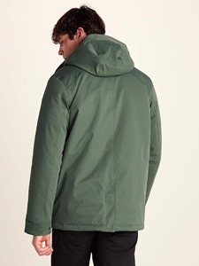Chaqueta Parka con Capucha Verde Sólido para Hombre, Impermeable, con Cierre y Bolsillos con Solapa - Product Image 2