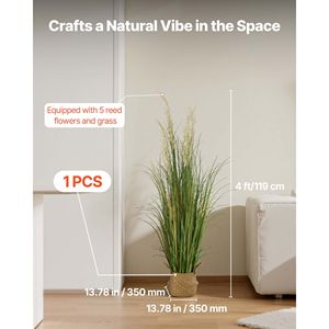Plantes artificielles 47 pouces en PVC de qualité supérieure, fausse herbe de roseau, arbustes artificiels verts pour intérieur et extérieur - Product Image 2