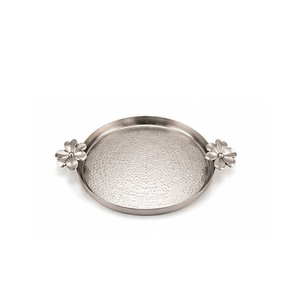 Floral Handle Serving <b>Tray</b> Polished Metal Finish Residential Use - Product Image 4