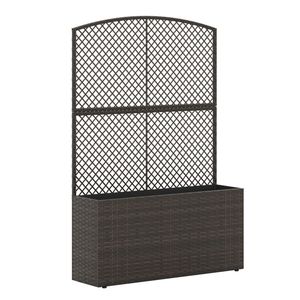 Jardinera Elevada Ajustable de Ratán PE Marrón con Enrejado y Caja de Plantación para Exteriores - Product Image 3
