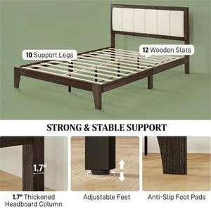 Full <b>Bed</b> <b>Frame</b> with Upholstered Headboard <b>Platform</b> <b>Bed</b> <b>Frame</b> - Product Image 4
