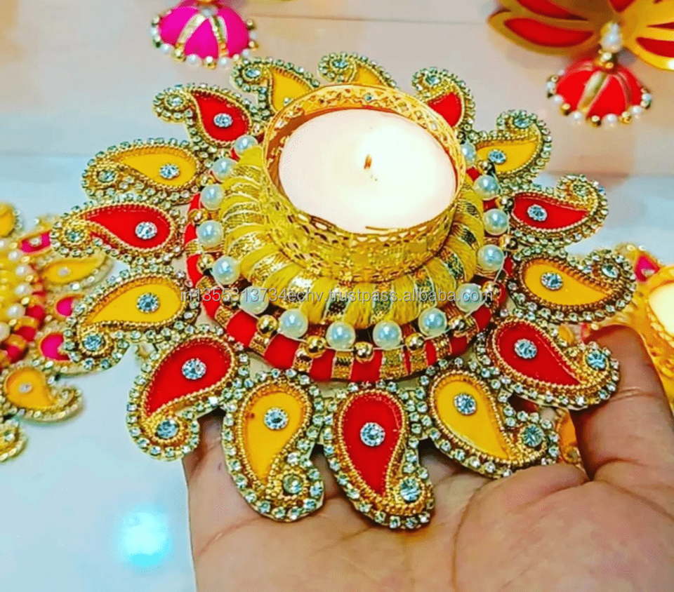 Decorative Metal Tealight Candle Holders-multi-colored Handmade For Home Decor Wedding Christmas & Diwali-modern Art Design