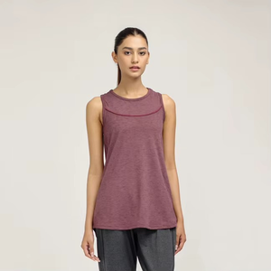 Camiseta sin mangas de punto para mujer, color morado liso, cuello redondo, transpirable, estilo minimalista, corte regular - Product Image 1