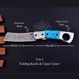 Hot Sale <b>Cigar</b> Cutter with Custom Logo Multifunctional Damascus Steel <b>Cigar</b> Cutter <b>Accessories</b> - Product Image 5