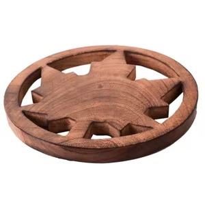 Quatrefoil Scroll Cutout <b>Wooden</b> Trivet Natural Wood Heat Resistant Hot <b>Pot</b> <b>Pan</b> Holder Traditional Table Mat Classic Kitchen Use - Product Image 6