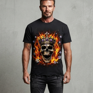 Camiseta con estampado gráfico personalizado, estilo desgastado, 100% algodón jersey, tela ecológica, manga corta, camiseta de moda para uso unisex. - Product Image 4