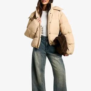 Women's <b>Short</b> Quilted Puffer <b>Jacket</b> Winter High Waist Bubble Coat Long <b>Sleeve</b> Zipper Closure Casual Fashion Wear 2026 - Product Image 5
