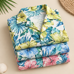 Fresh Summer <b>Mens</b> Camp Collar <b>Shirt</b> 100% Cotton Flex Floral Print Short Sleeve <b>Hawaiian</b> Beach Wear Casual Resort Vacation Styles - Product Image 1