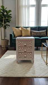 Handmade Bone Inlay Art Deco Design Movable <b>Round</b> Black <b>White</b> Coffee <b>Table</b> for Wedding Decor - Product Image 6