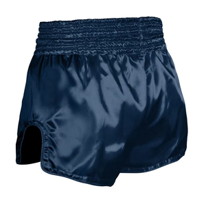 Pantalones Cortos de Muay Thai en Satén Azul Marino Oscuro, Pantalones Profesionales de Kickboxing con Cintura Ancha, Equipo Personalizado - Product Image 2