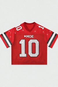 Premium Graphic American Football Jersey Unisex Bulk Cotton Rhinestone Shirt Custom Oversized Urban Apparel Supplier - Product Image 3