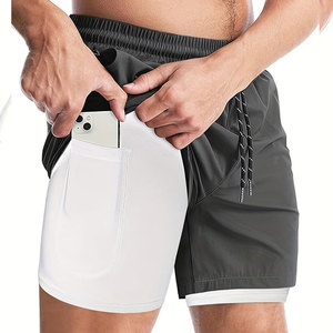 Best Quality Double-<b>layer</b> Sports Shorts with Drawstring for Summer Fitness Training and Fashionable Sports Shorts - Product Image 3