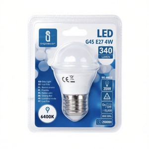 Lampadina LED G45 E27 4W 6400K Luce Diurna 340 Lumen Ampio Angolo - Product Image 2
