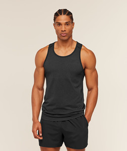 Men's <b>Black</b> Sleeveless <b>Tank</b> <b>Top</b> O-Neck Solid <b>Knitted</b> Breathable Sporty Style - Product Image 1
