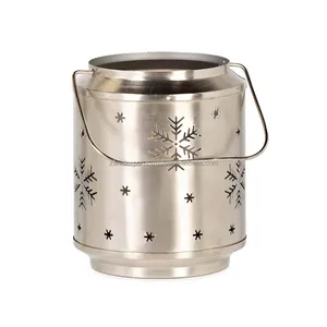 Lanterne à bougie de Noël en métal argenté faite à la main, vase élégant en laiton antique, style classique pour la maison, porte-bougie de luxe unique - Product Image 6