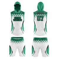 Ensemble short et sweat à capuche sans manches personnalisé par sublimation pour homme – Nom du joueur, numéros d'équipe, motif – Polyester/Coton, séchage rapide, Football