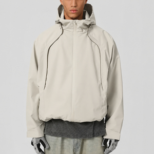 Men's Green Color Blocking <b>Racer</b> <b>Jacket</b> Windproof Stand Collar Zipper Closure Sporty Style Autumn Wear Regular Fit - Product Image 4