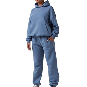 Hoodie & Sweatpants Set for Women's Custom Logo & Color 2 Piece Set Tracksuit Streetwear Boxy Loose Fit Sweat Suit - Product Image 1