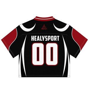 Maillot de football américain personnalisé en mesh à manches courtes, respirant, unisexe, coupe ample, style crop boxy, OEM - Product Image 2