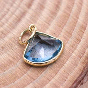 Wholesale 14K Solid Yellow Gold Natural London Blue <b>Topaz</b> Fancy Cut Bezel Set Pendant Fine Jewelry Memoria Jewels - Product Image 6