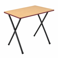 Bureau d'école avec structure en acier, table d'étude avec plateau en bois, mobilier de classe robuste