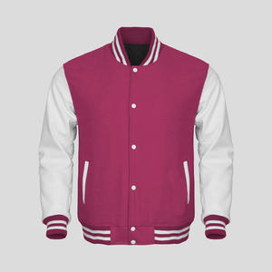 เสื้อแจ็คเก็ตหนังพรีเมียมแบบ Letterman ผสมผ้าขนสัตว์ ปิดกระดุม ชายเสื้อแบบริบ สไตล์ลำลอง สตรีทแวร์ แคมปัสแวร์ OEM ODM - Product Image 3